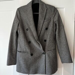 All Saints, Black and Cream, Houndstooth Blazer, Size 2